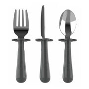 Grabease Stainless Steel Toddler Utensil Set - Fork, Knife & Spoon (3 Colors)