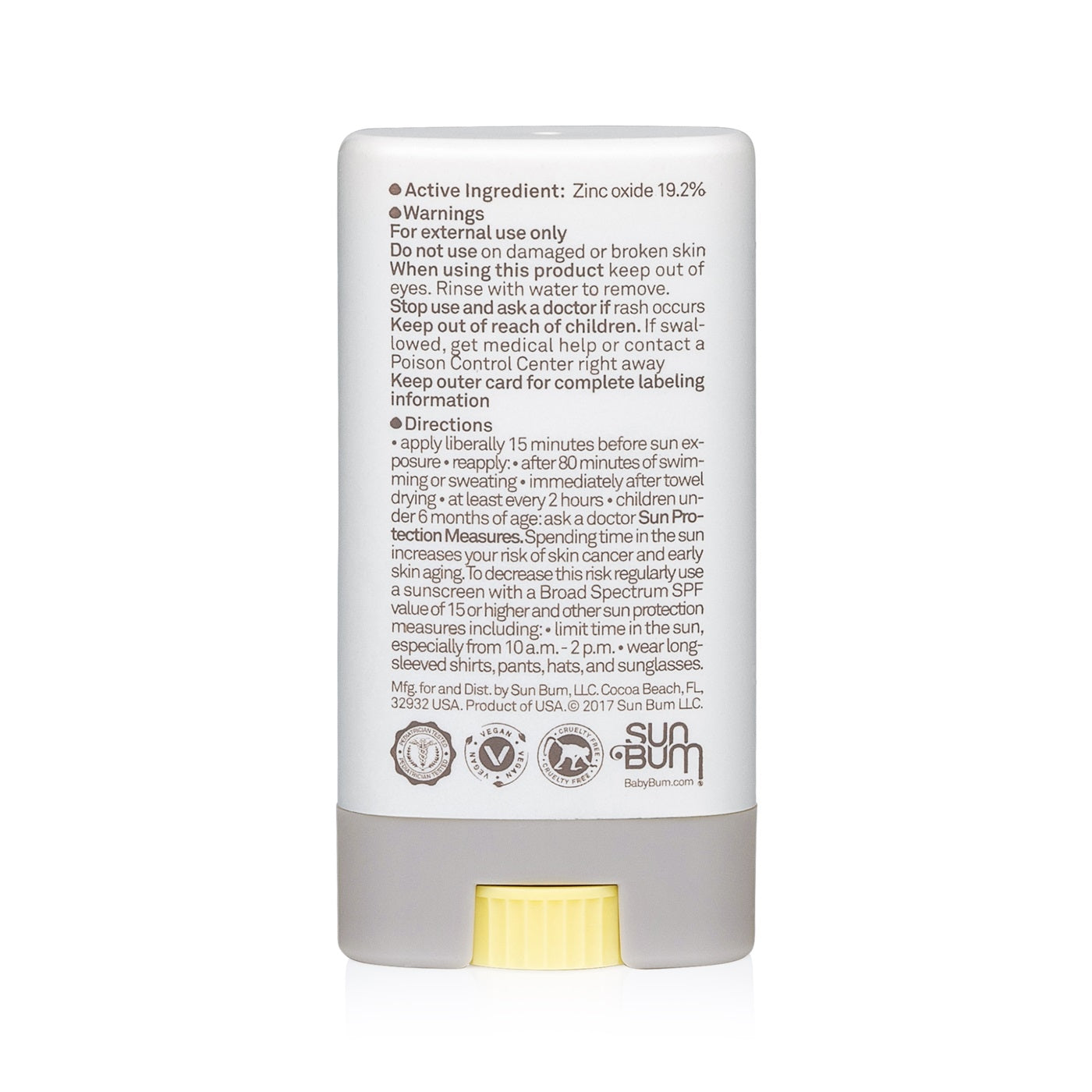 Sun Baby Bum Mineral Sunscreen Face Stick SPF 50 - Fragrance Free (0.45oz) - exp 07/26