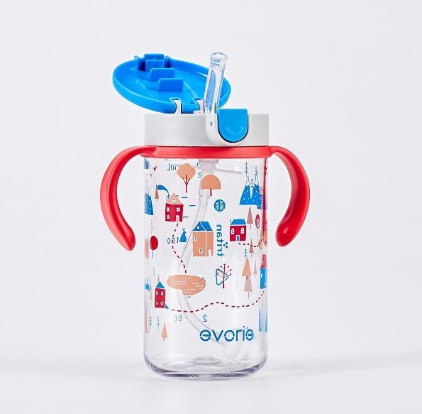 Evorie Tritan Kids Straw Water Bottle Mug, 300ml (7 Designs) - Pupsik Singapore