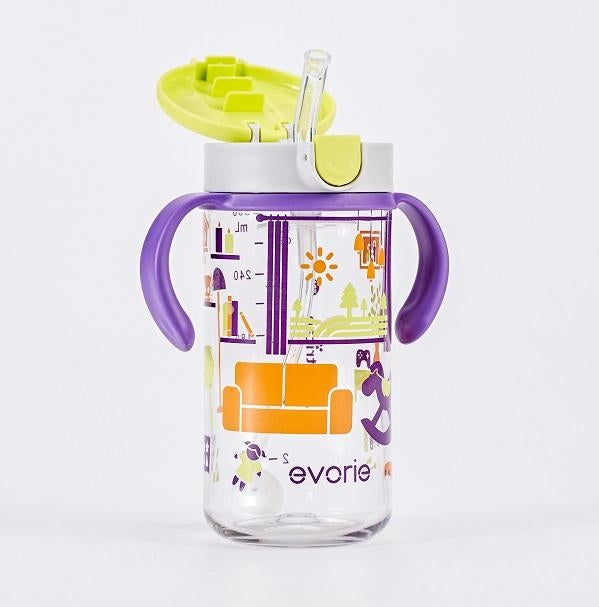 Evorie Tritan Kids Straw Water Bottle Mug, 300ml (7 Designs) - Pupsik Singapore