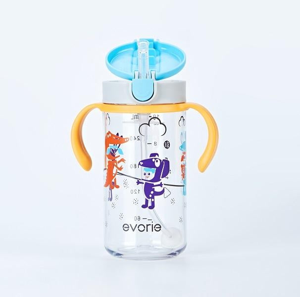 Evorie Tritan Kids Straw Water Bottle Mug, 300ml (7 Designs) - Pupsik Singapore