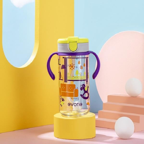 Evorie Tritan Kids Straw Water Bottle Mug, 300ml (7 Designs) - Pupsik Singapore