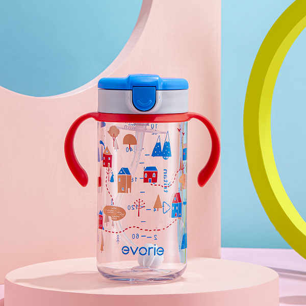 Evorie Tritan Kids Straw Water Bottle Mug, 300ml (7 Designs) - Pupsik Singapore