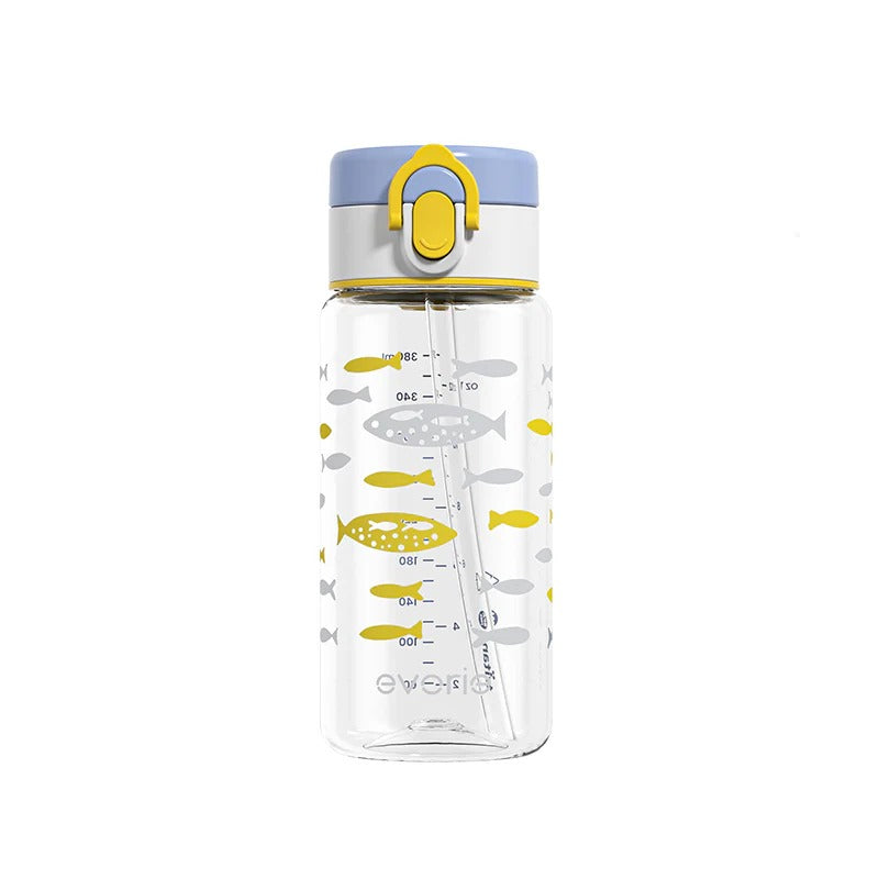Evorie Tritan Kids Straw Water Bottle, 380ml (6 Designs)