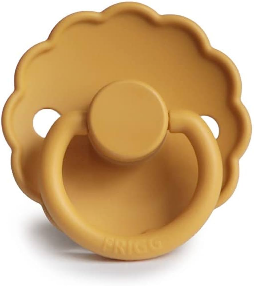 FRIGG Daisy Latex Baby Pacifiers, 1pk – Honey Gold (2 Sizes)