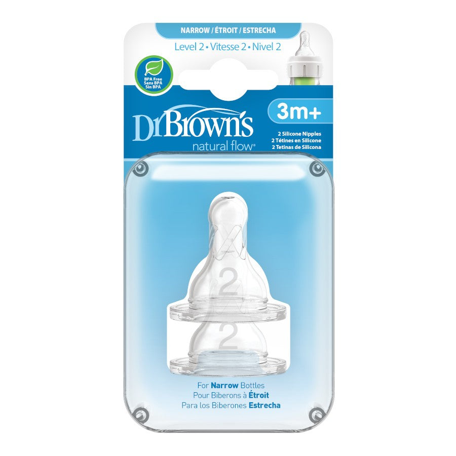 Dr. Brown's Natural Flow Teat (Narrow-Neck), 2pk (5 Sizes) - Pupsik Singapore