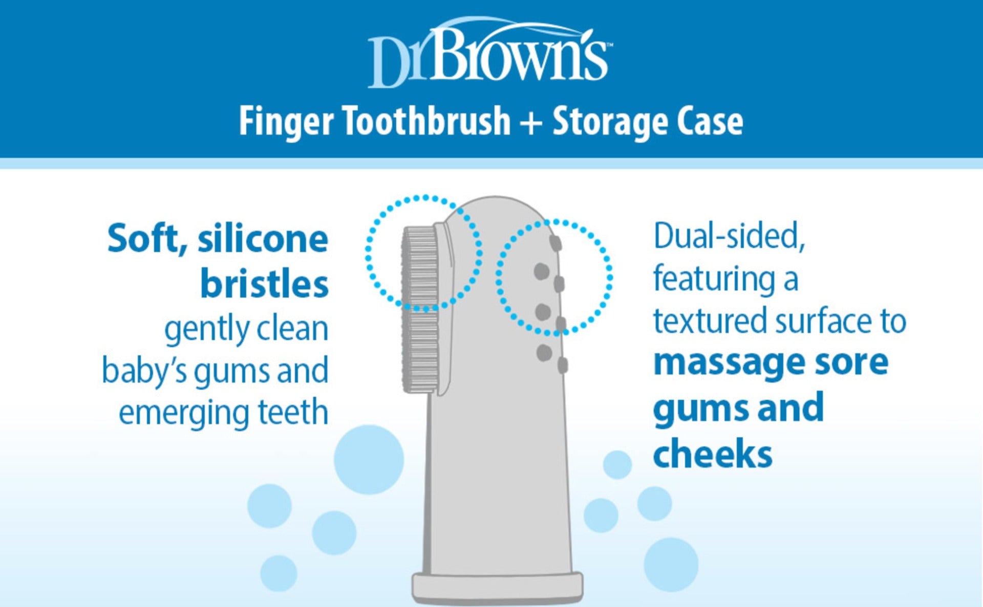 Dr. Brown's 100% Silicone Baby Finger Toothbrush, Gray/Yellow + Strawberry Baby Toothpaste for 0-3Y (Exp 12/26)
