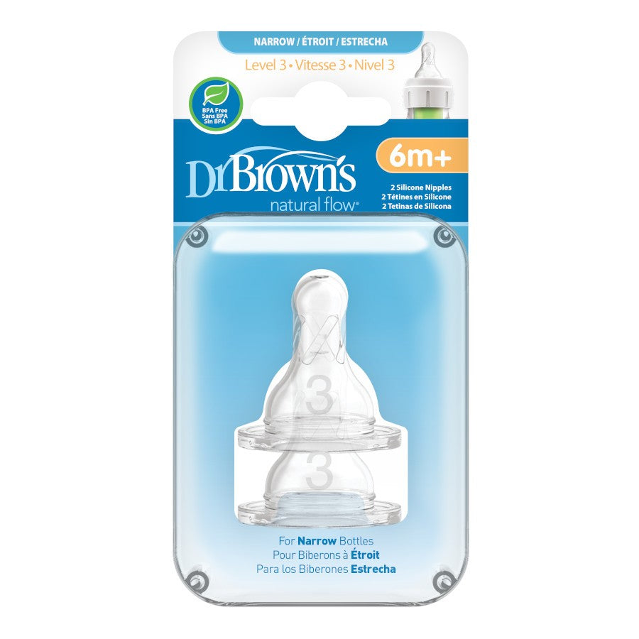 Dr. Brown's Natural Flow Teat (Narrow-Neck), 2pk (5 Sizes) - Pupsik Singapore