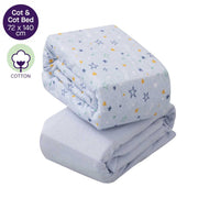 ClevaMama Jersey Cotton Fitted Sheets, 2pk (72x140cm) - 3 Colors