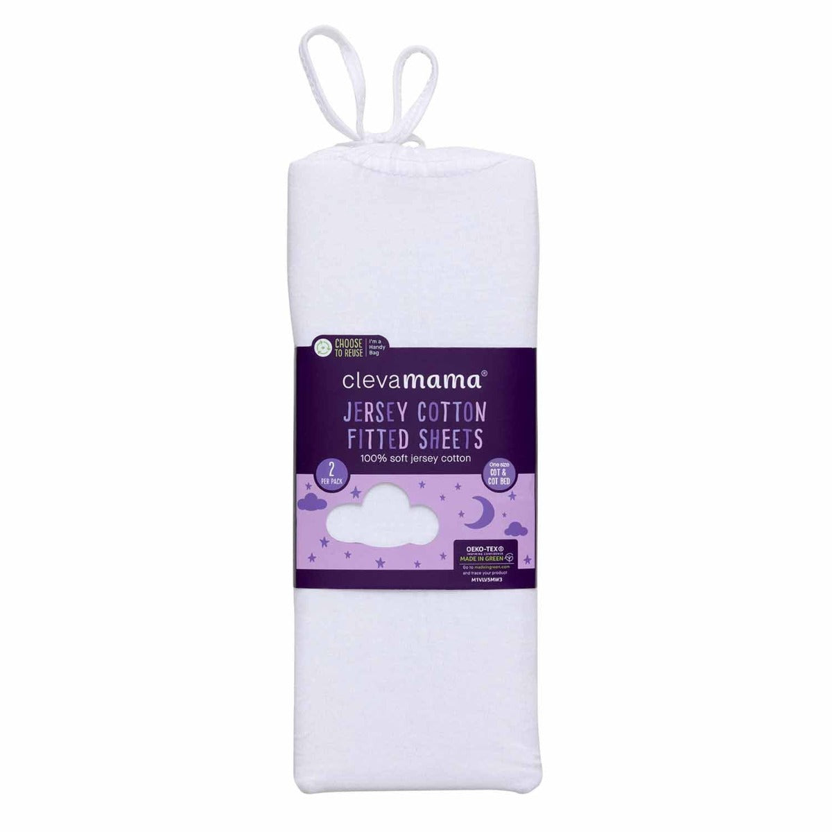 ClevaMama Jersey Cotton Fitted Sheets, 2pk (72x140cm) - 3 Colors - Pupsik Singapore