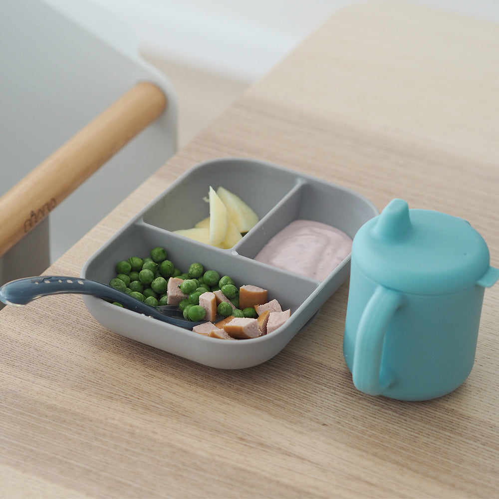 Beaba Silicone Learning Feeding Set - Grey/Blue