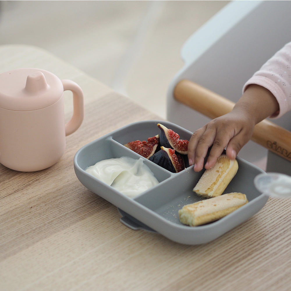 Beaba Silicone Learning Feeding Set - Grey/Pink