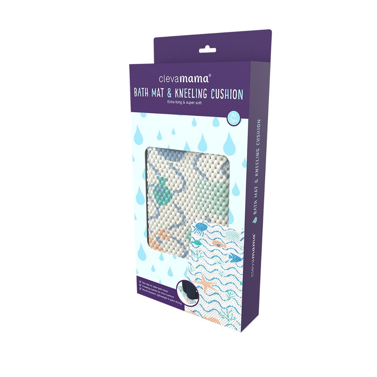 Clevamama Extra Long Bath Mat with Kneeling Cushion - Under the Sea