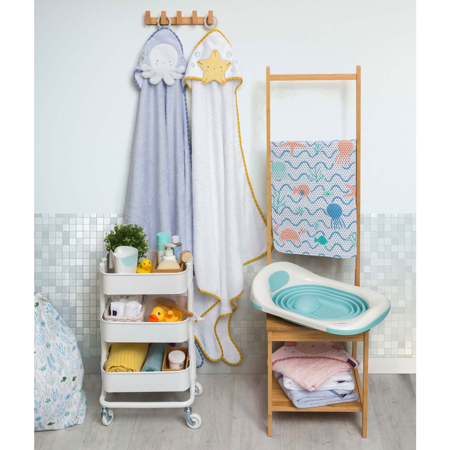 Clevamama Bamboo Apron Baby Bath Towel  (3 Designs) - Pupsik Singapore