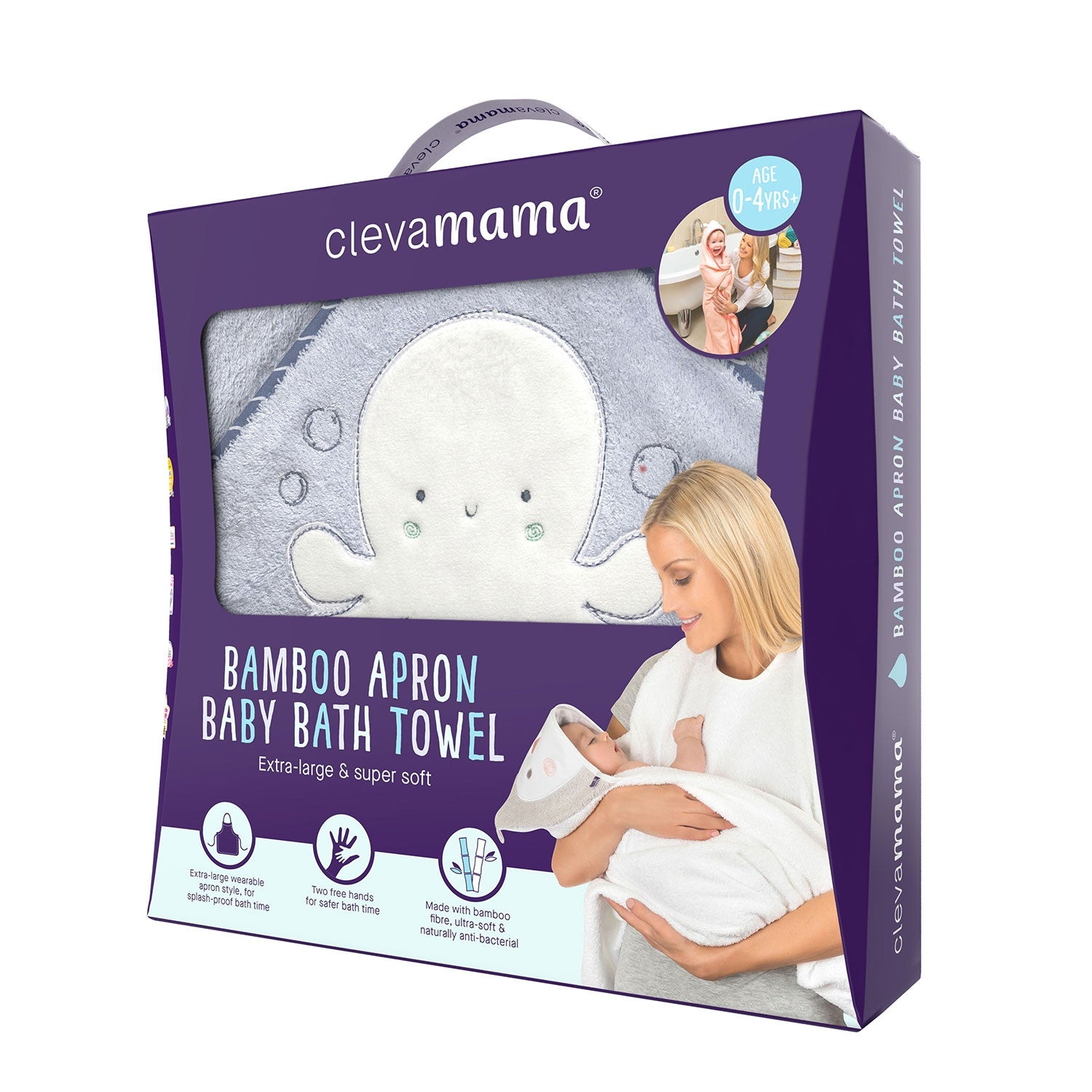 Clevamama Bamboo Apron Baby Bath Towel  (3 Designs) - Pupsik Singapore
