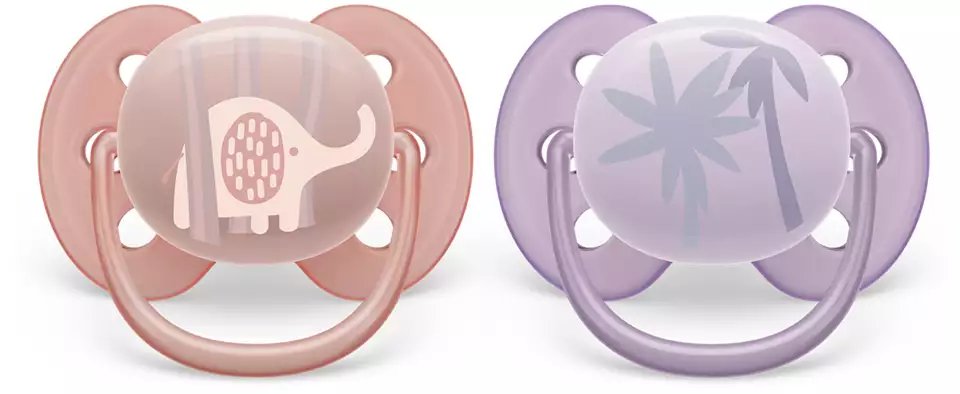 Philips Avent Ultra Soft Pacifiers, 2pk - 0-6M (4 Designs) - Pupsik Singapore