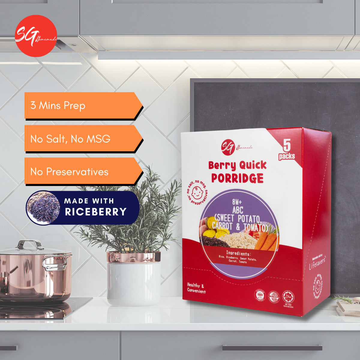 SG Homemade Berry Quick Porridge (ABC), 5 packs (Exp 03/27)