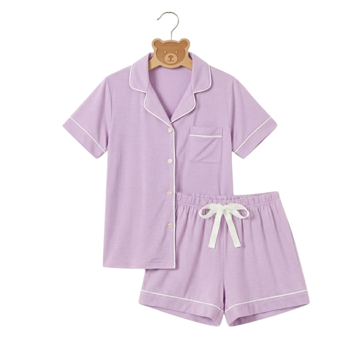 MPJ Kids Alaise Bamboo Pyjamas Short Set– Lilac (5 Sizes) - Pupsik Singapore