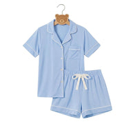 MPJ Kids Alaise Bamboo Pyjamas Short Set– Sky Blue (5 Sizes) - Pupsik Singapore