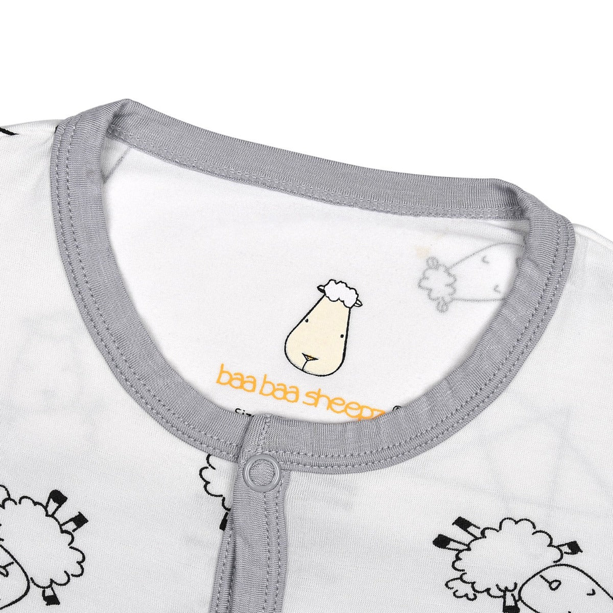 Baa Baa Sheepz Baby Middle Snap Romper - Cute Big Star and Sheepz White
