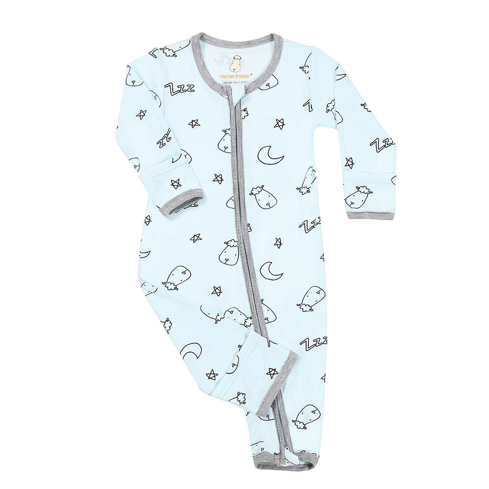 Baa Baa Sheepz Baby Zip Romper - Sweet Dreams Baa Baa Blue (4 Sizes)