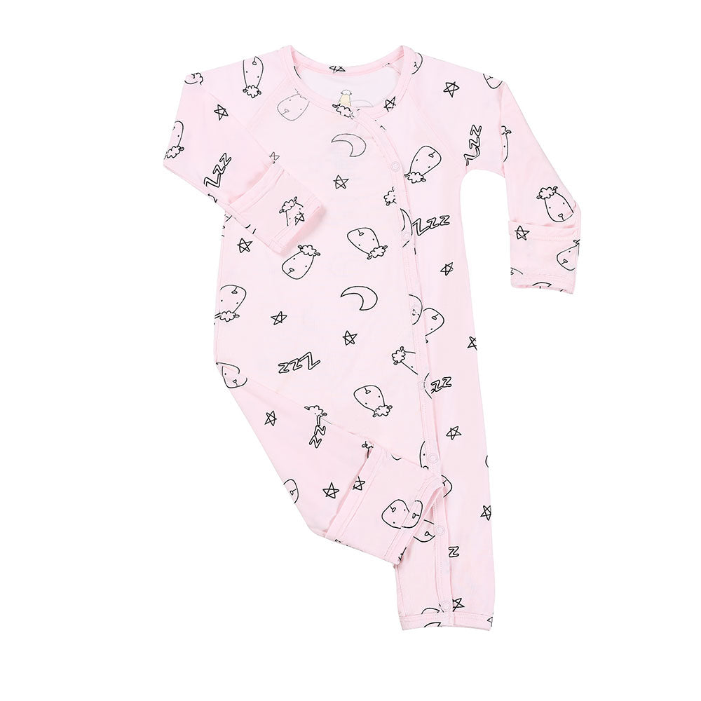 Baa Baa Sheepz Baby Side Snap Romper - Sweet Dreams Baa Baa Pink
