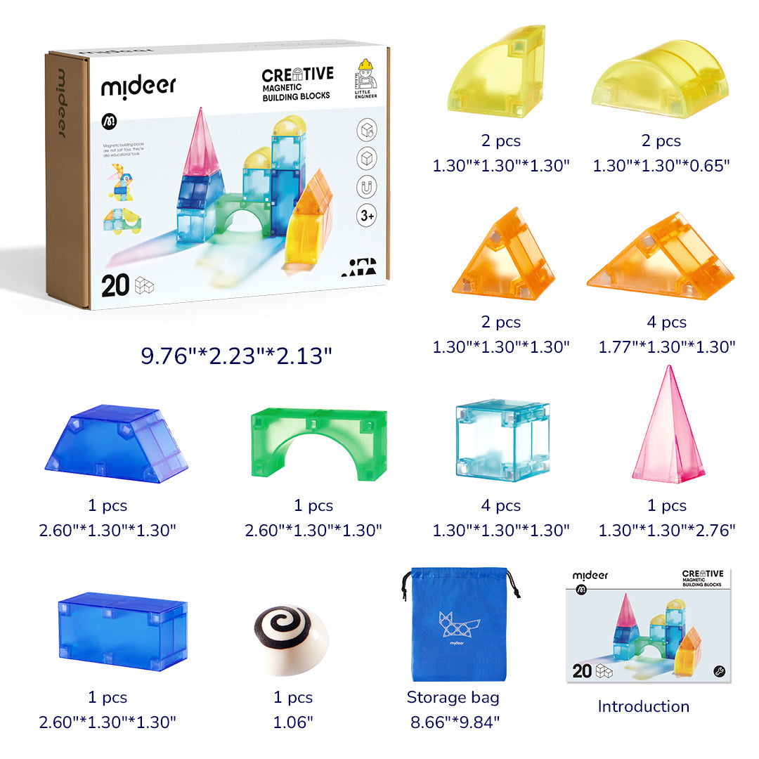 Mideer Creative Magnetic Building Blocks, 20pcs