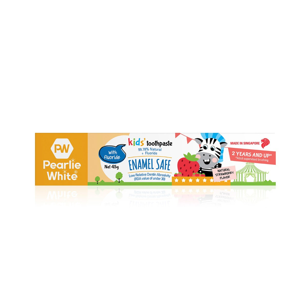 [3 Pack] Pearlie White Enamel Safe Kids’ Fluoride Toothpaste (Strawberry), 45g - exp 02/27