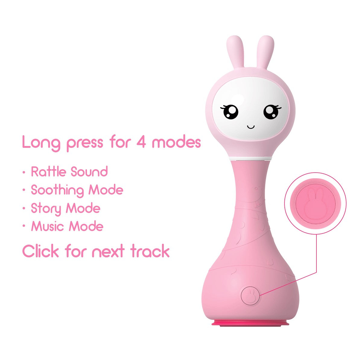 Alilo Smarty Shake & Tell Interactive Rattle - Pink