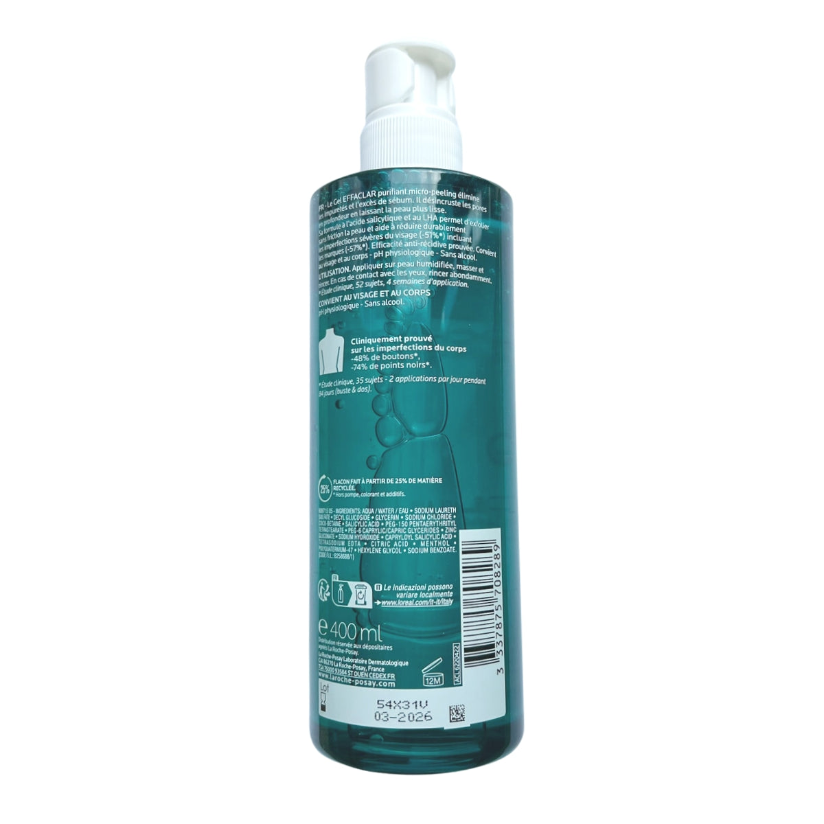 La Roche-Posay Effaclar Micro-Peeling Purifying Gel Cleanser, 400ml (Exp 06/26)