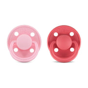 Rabael Mono Natural Rubber Round Pacifiers, 2pk - Sweet Pink/Salmon (2 Sizes)