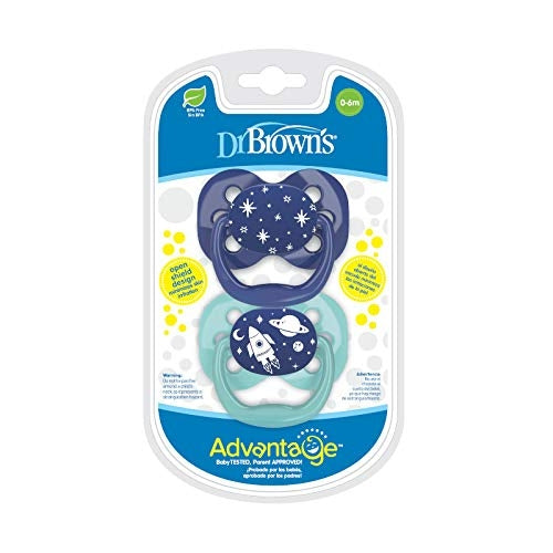 Dr. Brown's Advantage Baby Pacifiers - Stage 1 (0-6m) (2pc) (4 Designs) - Pupsik Singapore