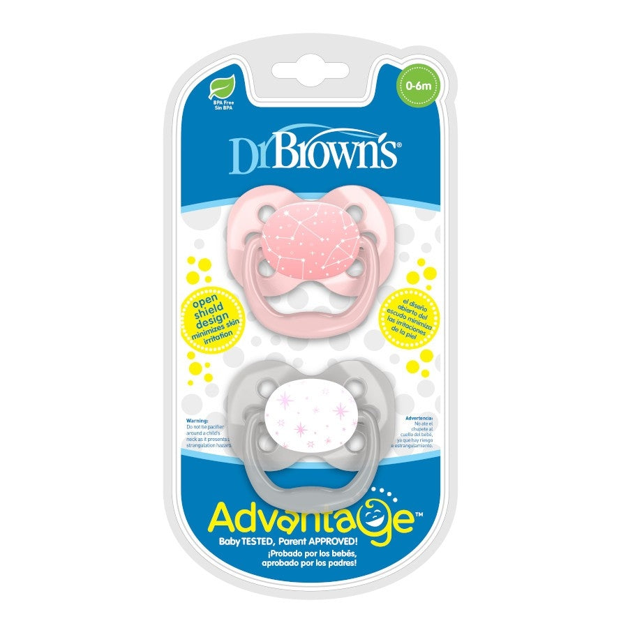 Dr. Brown's Advantage Baby Pacifiers - Stage 1 (0-6m) (2pc) (4 Designs) - Pupsik Singapore