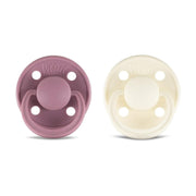 Rabael Mono Natural Rubber Round Pacifiers, 2pk - Plum/Champagne (2 Sizes)
