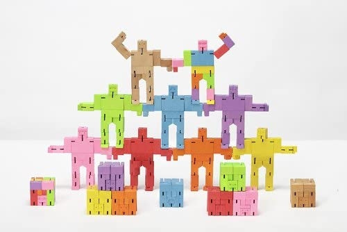 Areaware Medium Cubebot Wooden Toy Robot Puzzle - Natural