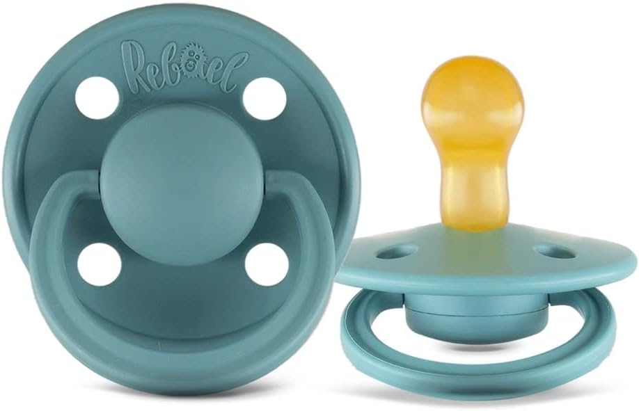 Rabael Mono Natural Rubber Round Pacifiers, 2pk - Champagne/Powder (2 Sizes)