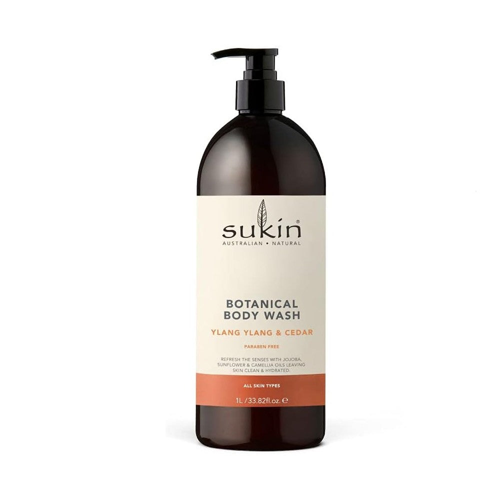 Sukin Botanical Body Wash, 1L - Ylang Ylang & Cedar