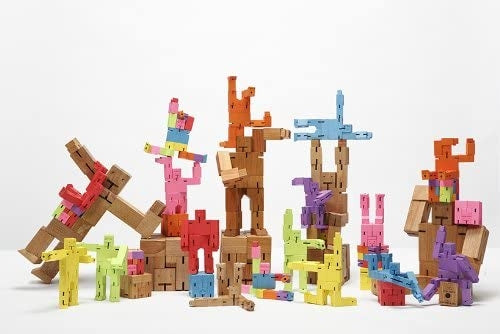 Areaware Medium Cubebot Wooden Toy Robot Puzzle - Natural