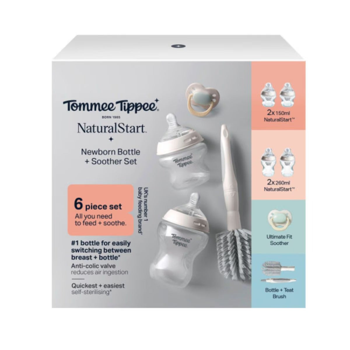 Tommee Tippee Natural Start PP Bottle Newborn Set, 6pcs (3 Designs)
