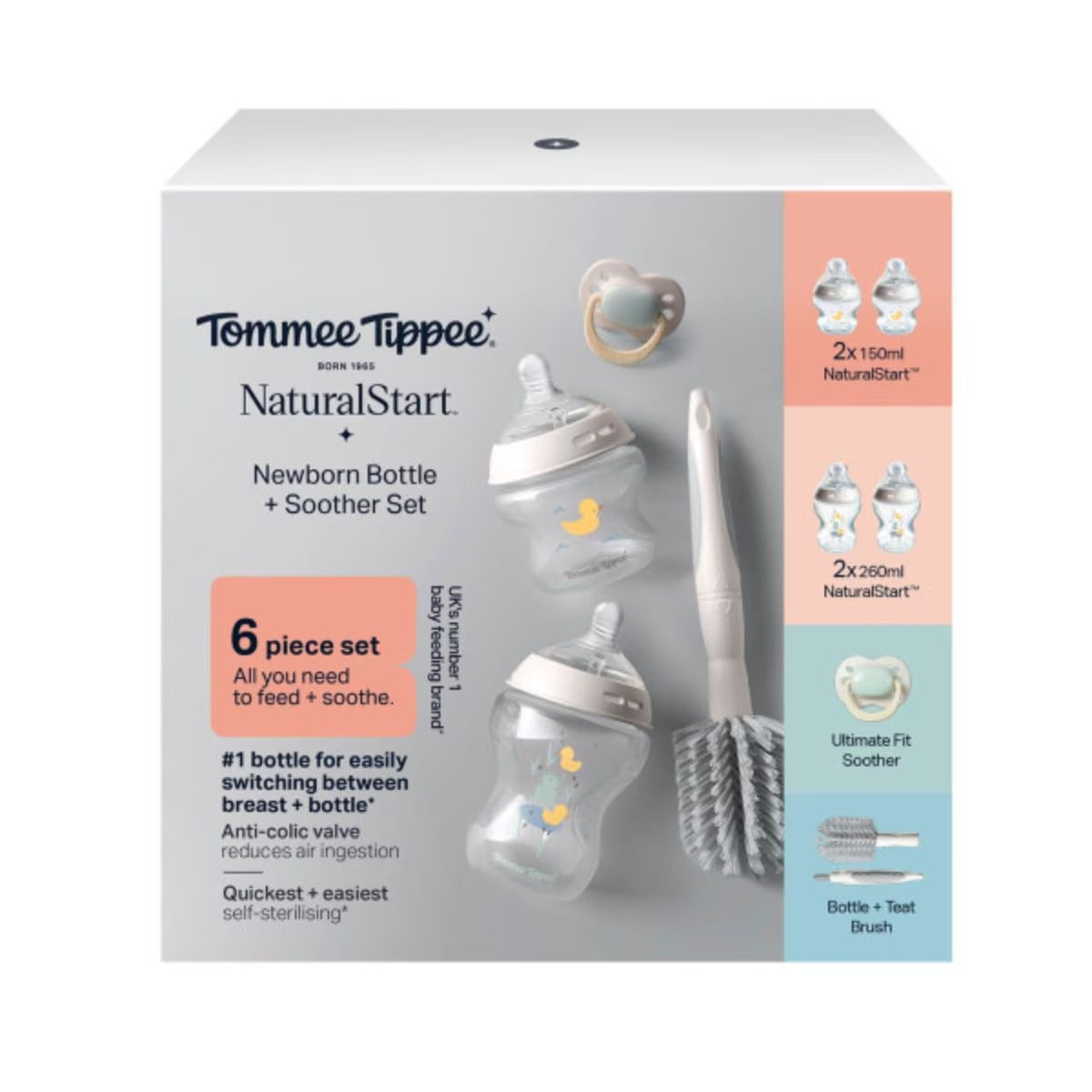 Tommee Tippee Natural Start PP Bottle Newborn Set, 6pcs (3 Designs)