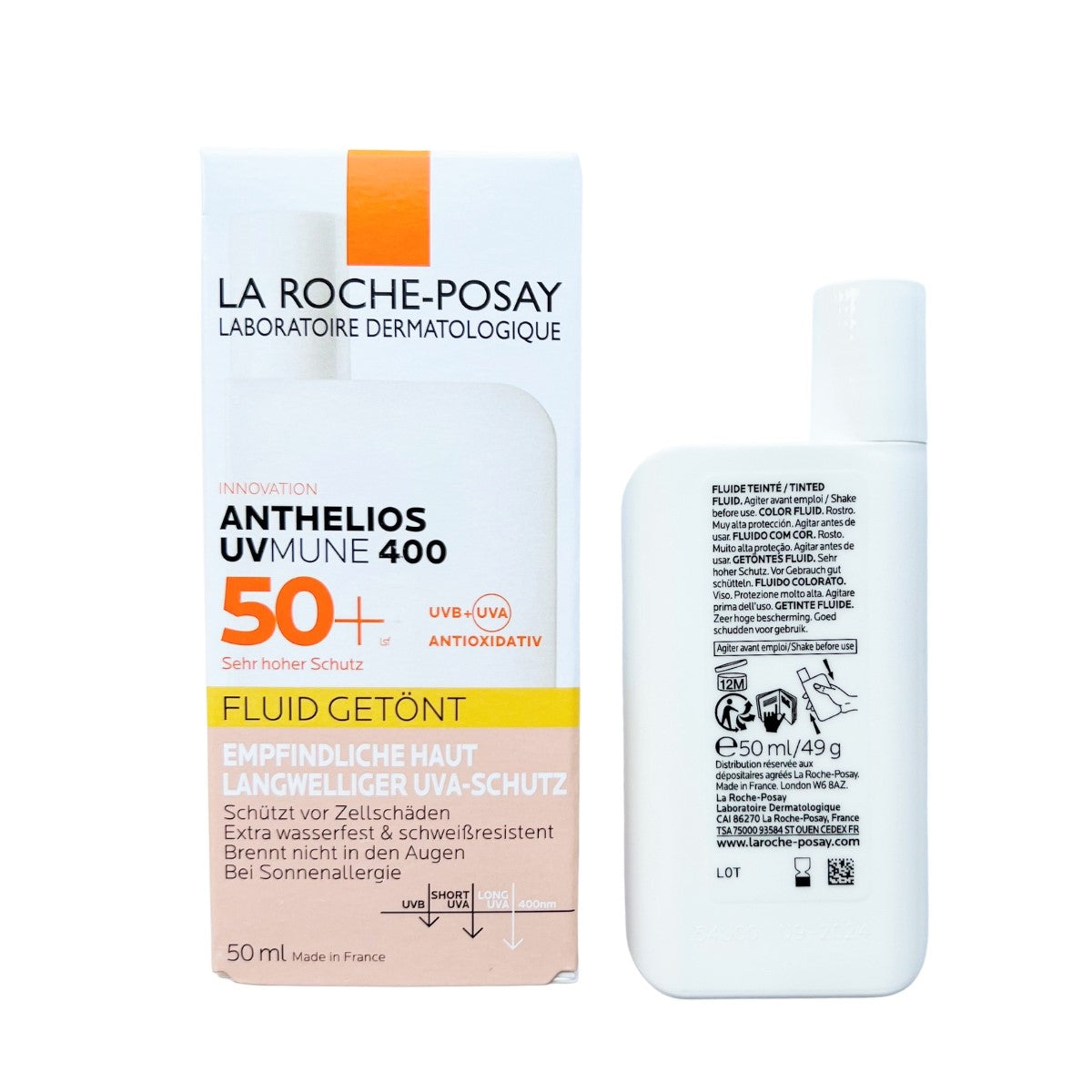 La Roche-Posay Anthelios UVMune 400 Invisible Fluid Tinted Sunscreen, SPF50+  - Made in France - Exp 02/26