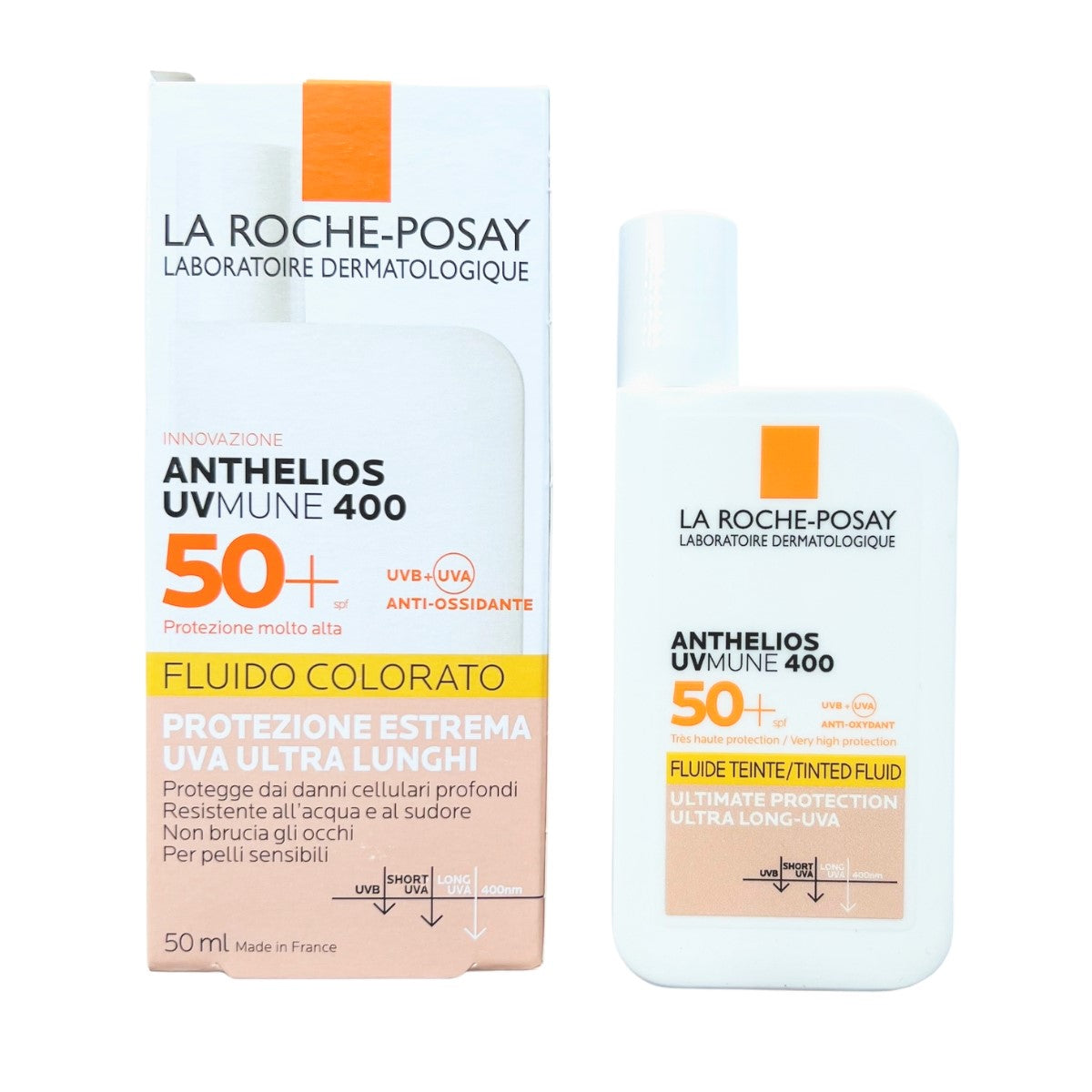 La Roche-Posay Anthelios UVMune 400 Invisible Fluid Tinted Sunscreen, SPF50+  - Made in France - Exp 02/26