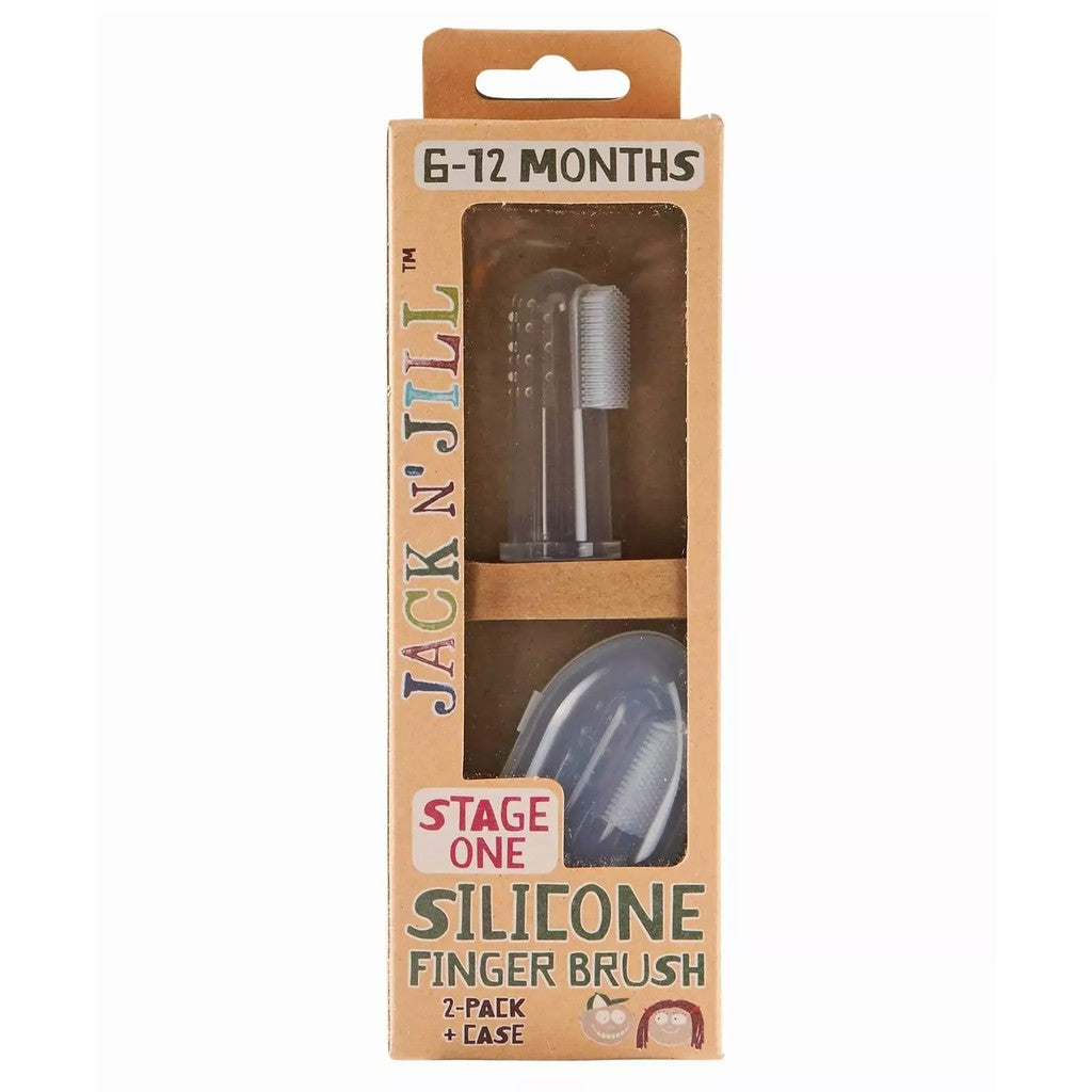 Jack N' Jill Silicone Finger Brush with Case (6-12m), 2pk