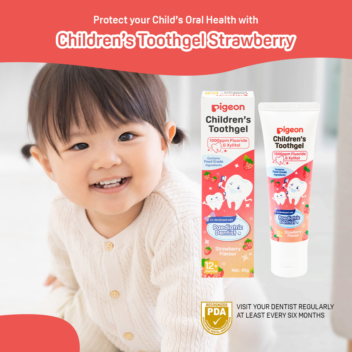 Pigeon Children's Toothgel, 45g - Strawberry (Exp 03/27)