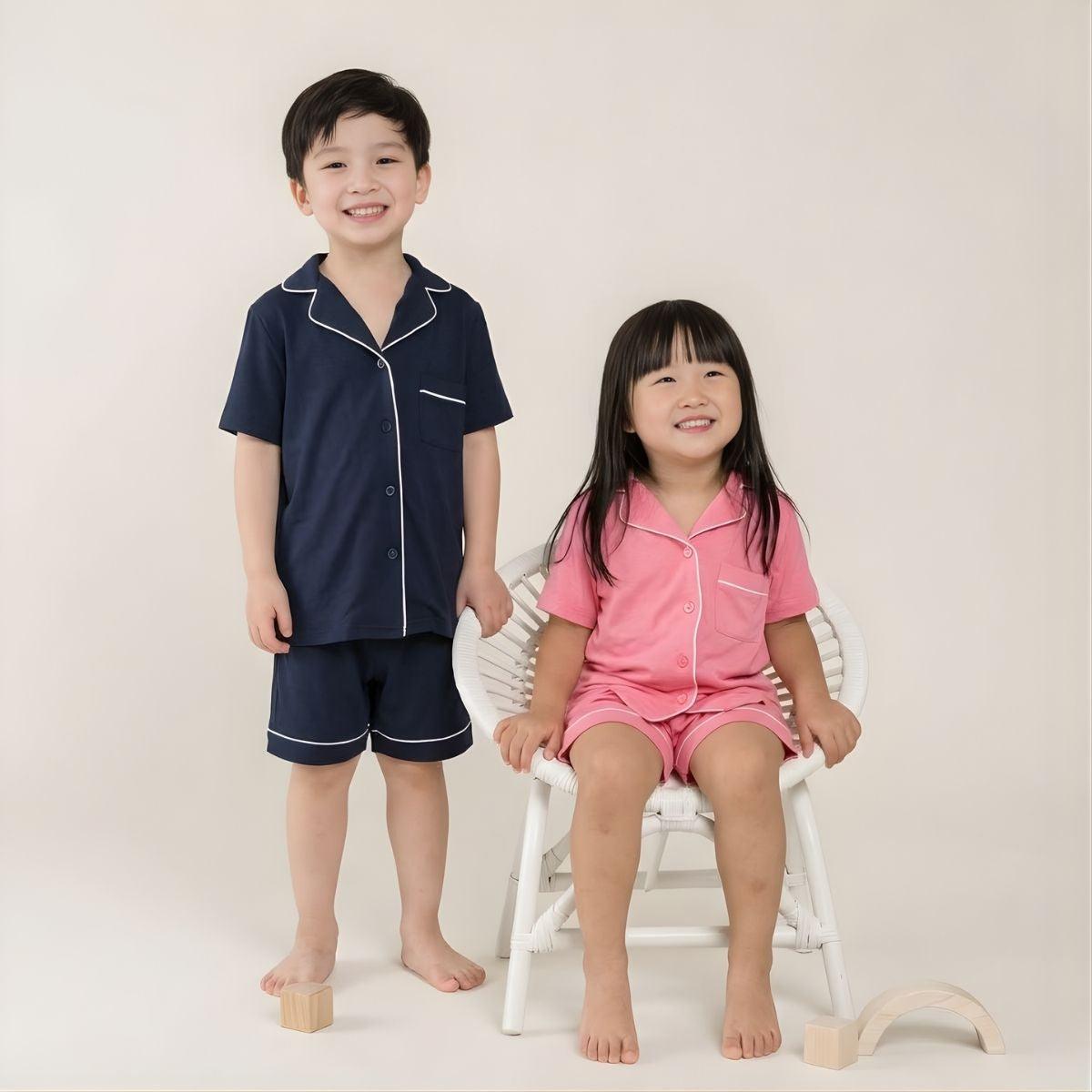 MPJ Kids Alaise Bamboo Pyjamas Short Set – Bubblegum Pink (5 Sizes) - Pupsik Singapore