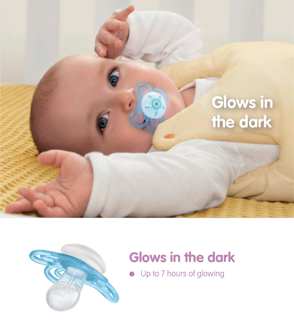 MAM Perfect Night Pacifier with Case, 2-6M (2 Assorted Designs)