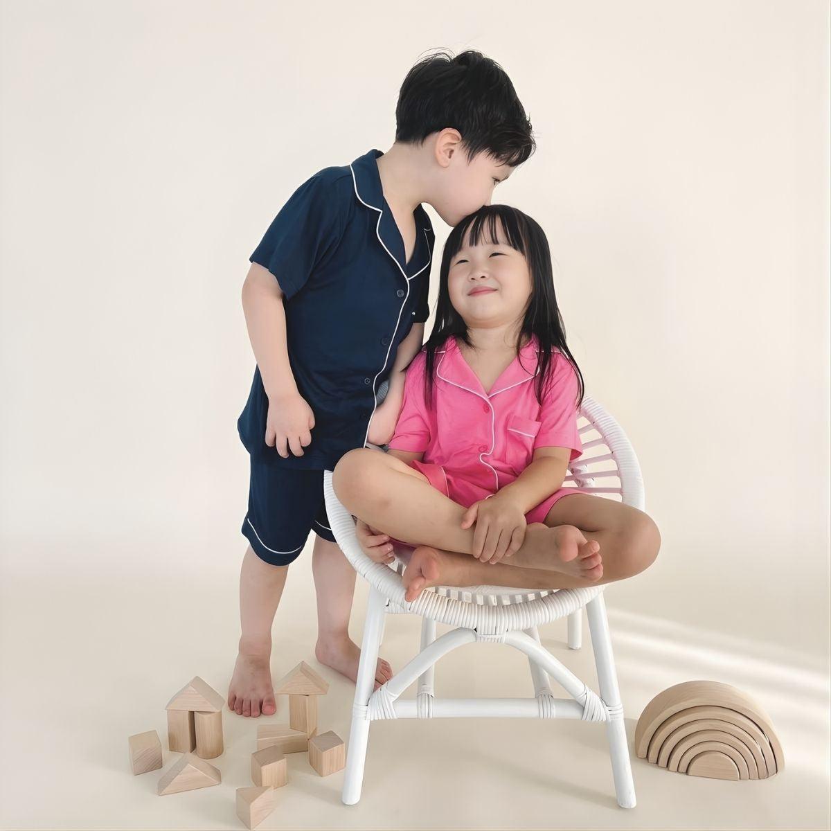 MPJ Kids Alaise Bamboo Pyjamas Short Set – Bubblegum Pink (5 Sizes) - Pupsik Singapore