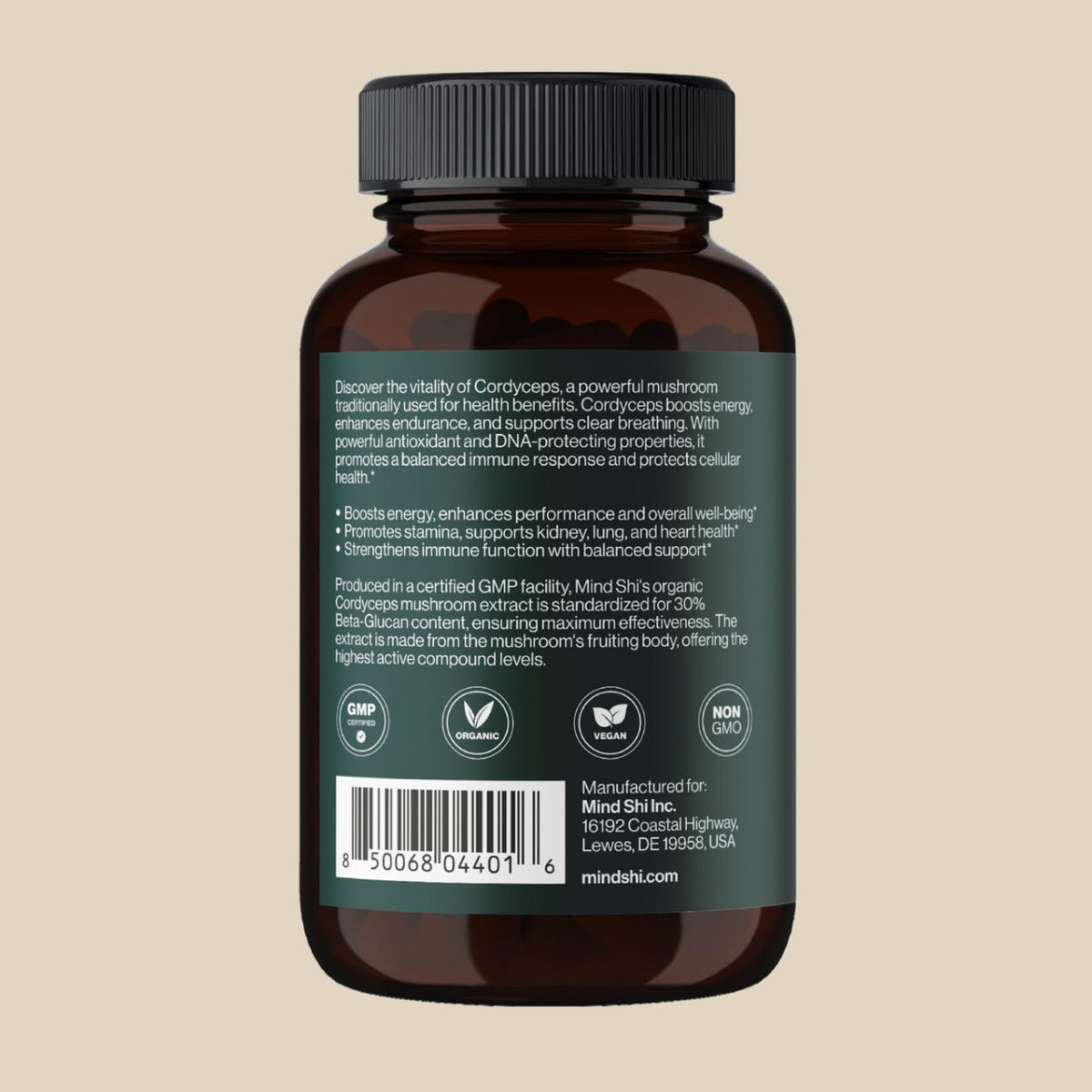 Mind Shi Cordyceps Mushroom 1000mg, 60 Veg Caps (Exp 10/26)