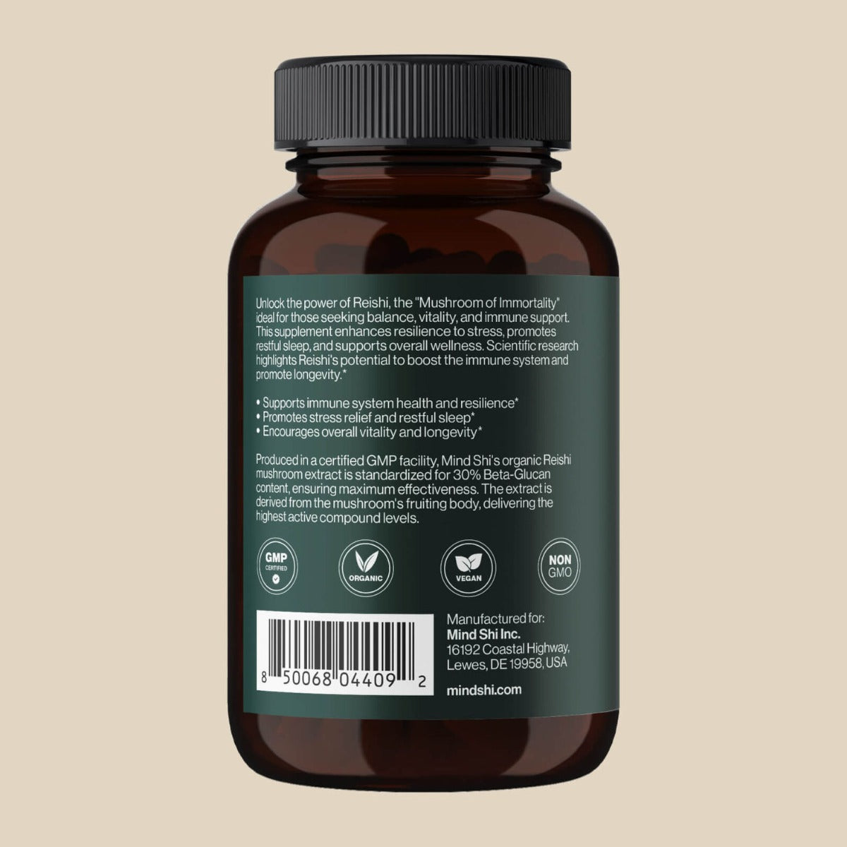 Mind Shi Reishi Mushroom 1000mg, 60 Veg Caps (Exp 02/27)