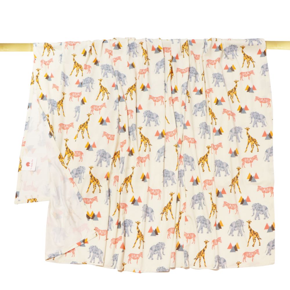 A, Apple Pie Bamboo Baby Hat & Swaddle Set - Safari